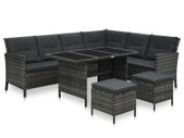 4 Piece Garden Lounge Set with Cushions Poly Rattan Grey