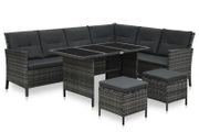 4 Piece Garden Lounge Set with Cushions Poly Rattan Grey