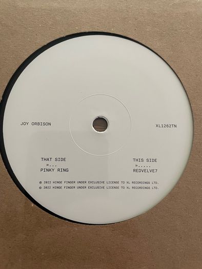 Joy Orbison - Pinky Ring - 10" Vinyl - 45 RPM - Limited Edition - 2022 - XL Recordings - XL1262TN