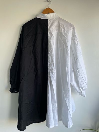 Oversized spliced black white shirt dress size 10