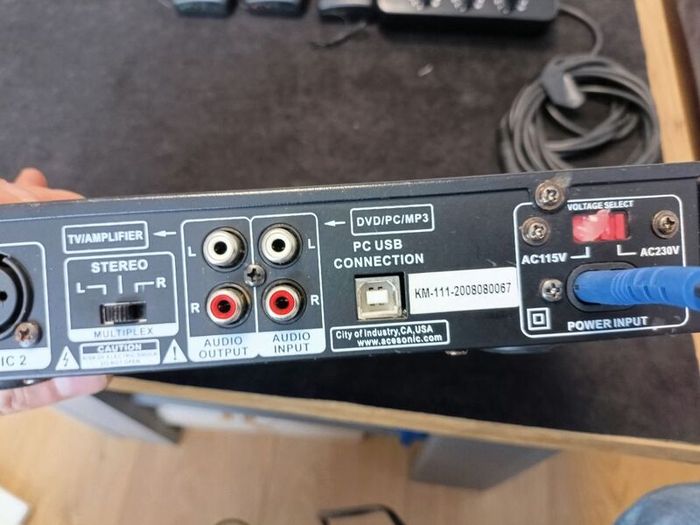 Acesonic KM-111 Karaoke Mixer USB to PC, 2 XLR Mic In, RCA In/Out Headphone Out
