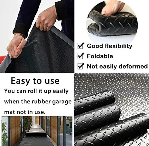 Rubber Garage Flooring Matting 1m x 5m Heavy Duty Rubber Matting Roll, 3mm Workshop Garage Flooring Mat, Anti-Slip, Indoor & Outdoor
