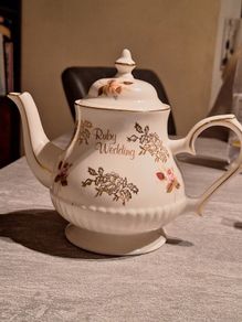 Teapot/China Ruby Wedding Teapot .. Heavly Reduced