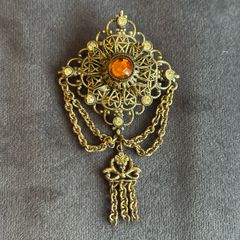 Vintage Gold Tone Filigree Tassel Brooch