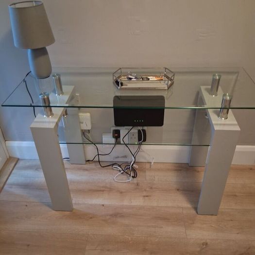 glass console table