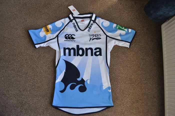Sale Sharks Player Issue Rugby Jersey Shirt Rare Free Post