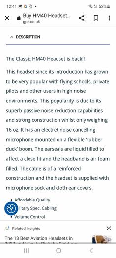 HM 40 headset