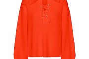 Vero Moda VMLEA LS TIE V-NECK Pullover FR Tangerine Tango / orange  size S UK12 EU40 Postage included