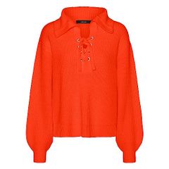 Vero Moda VMLEA LS TIE V-NECK Pullover FR Tangerine Tango / orange  size S UK12 EU40 Postage included