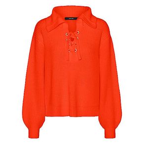 Vero Moda VMLEA LS TIE V-NECK Pullover FR Tangerine Tango / orange  size S UK12 EU40 Postage included