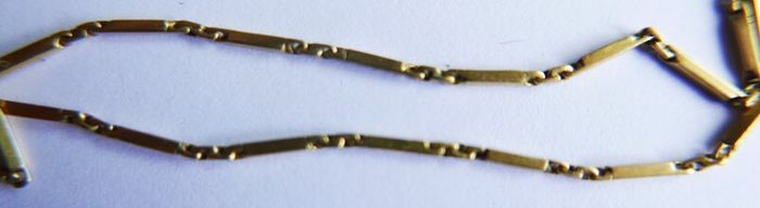 Antique Solid 18K Yellow Gold Bar-Link Chain Necklace length 23" - 5,6g