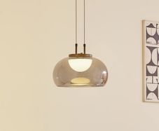Lucande Dain LED pendant light, 1-bulb, smoke grey, glass