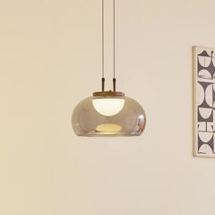 Lucande Dain LED pendant light, 1-bulb, smoke grey, glass