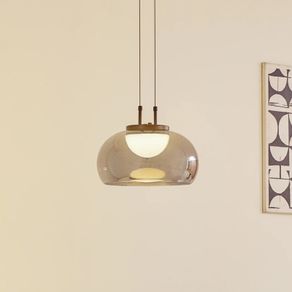 Lucande Dain LED pendant light, 1-bulb, smoke grey, glass