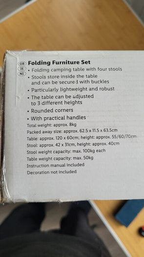 Folding Camping Table Set with 4 Stools