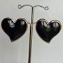 Gold Heart Black Enamel Earrings Image 3