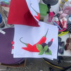 4x chilli / white -red table sets