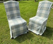 Set of two 2 Parsons dining chairs high back with loose slip covers