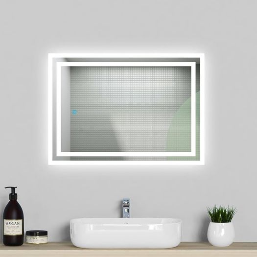 NEW SALE | 600x500 Bathroom Wall Mirror with LED Lights, LED Bathroom Mirror Anti-fog, Touch Sensor Switch, Wall Mounted Vanity Mirror Vertical or Horizontal
