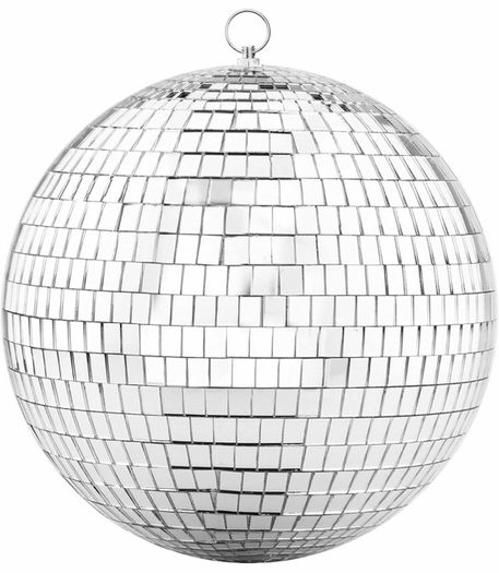 200mm Mirror Disco Ball with Hanging Ring, Silver Glitter Ball