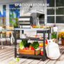 BBQ Trolley Food Prep Outdoor 3-Shelf Movable Pizza Oven Table Stand with Stainless Steel Top Image 4