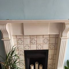 beautiful pine fireplace