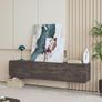 Floating TV Unit, Floating TV stand Cabinet, TV Units for Living Room 75 inch TVs, TV Stand Unit, TV Table, Media Wall Unit, TV Stands for Living room Entertainment Wall Unit (Black Oak) Image 9
