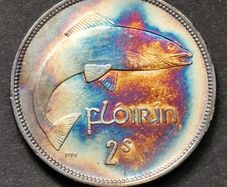 Ireland 1935 Silver Florin Toned Coin