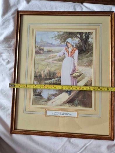 Set of 4 Vintage Charles E. Wilson Framed Art Prints - Idyllic British Country Life Scenes
