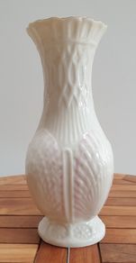 Belleek Vase - Shell Design White & Pink