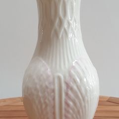 Belleek Vase - Shell Design White & Pink