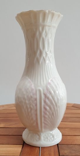 Belleek Vase - Shell Design White & Pink