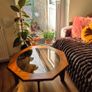 Coffee Table Vintage Mid-Century Teak + Glass Top Image 2