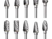 Carbide Rotary Burr Set, 10 pcs Double Cut Tungsten Steel Dremel Rotary Tool Bits with 3mm (1/8 inch) Shank, Die Grinder Bits for DIY Woodworking Carving, Drilling, Engraving, Metal Polishing