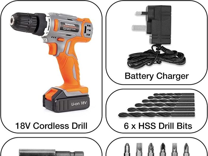 13Pc Cordless Drill Driver 18V/20V-Max Lithium-Ion, Electric Screwdriver, Accessory Kit, LED Work Light, Quick Change Battery & Charger Included (FREE POSTAGE)