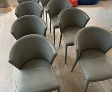 Calligaris all leather dining chairs (8)