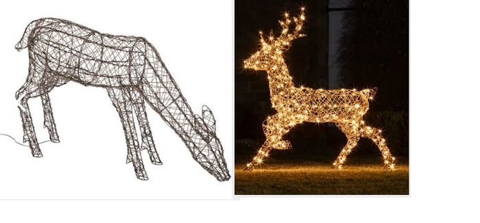 Affordable 2 in 1Large Rattan Stag And Doe Reindeer Indoor & Outdoor For Christmas Light Figure