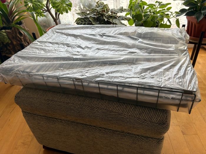 Dog crate with foam mattress