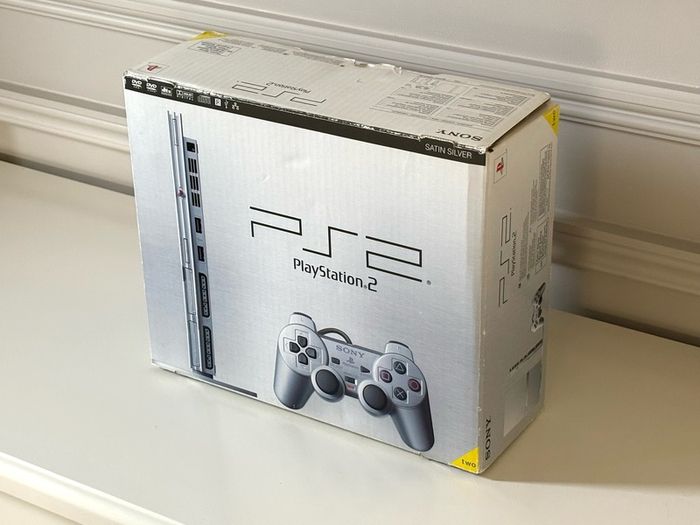 Original Sony PlayStation 2 Slimline Console in Satin Silver Boxed and Beautiful