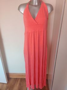 Atmosphere coral maxi halter neck dress size UK14 EU42 Postage included