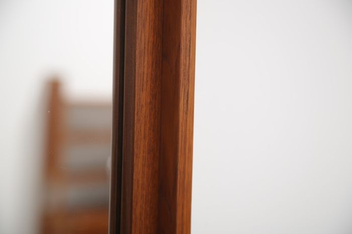 Vintage Swedish Profiled Teak Mirror, 1960s