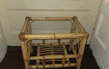 Vintage Bamboo Frame Glass Topped Coffee/Side Table