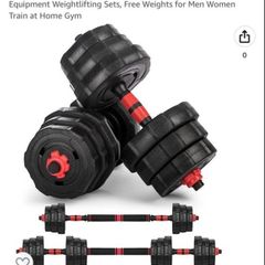 Adjustable Dumbbell Set 20/25KG with Connecting Rod for Barbell