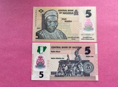 Nigeria  5 Naira 2022 Polymer / Plastic   ( Uncirculated )