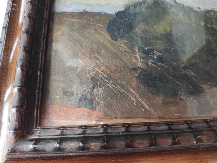 Oil on wood landscape
