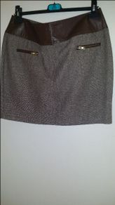 Brand new Dunnes lovely brown skirt with leather inserts  size UK16 EUR 44 Postage included