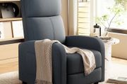 Recliner Armchair for Adults, Hand Push Fabric Recliner Armchair with Adjustable Leg Rest, High-Density Padding &amp; Side Pocket - PU Leather Sofa Lounge Home Living Room