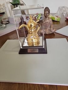 Arabian teapot in display case