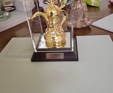 Arabian teapot in display case
