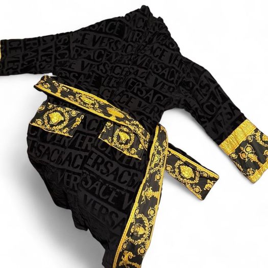 Black and gold Versace bath robe